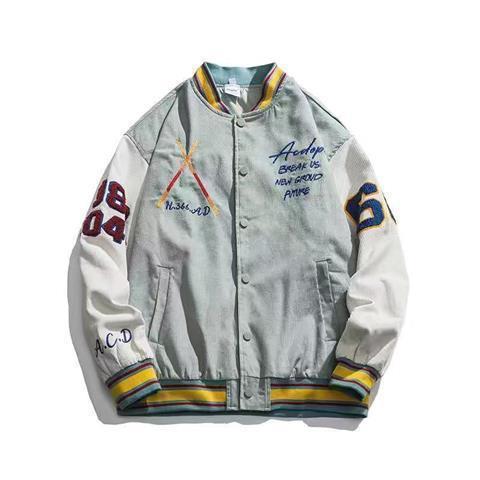 Retro corduroy baseball uniform bf wind stitching loose embroidered jacket