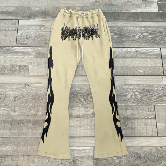 Personalized street style print casual flame flared pants