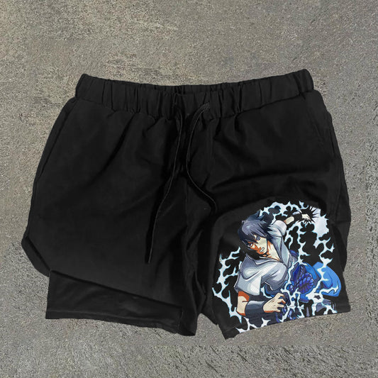 Sasuke Print Double Layer Quick Dry Shorts