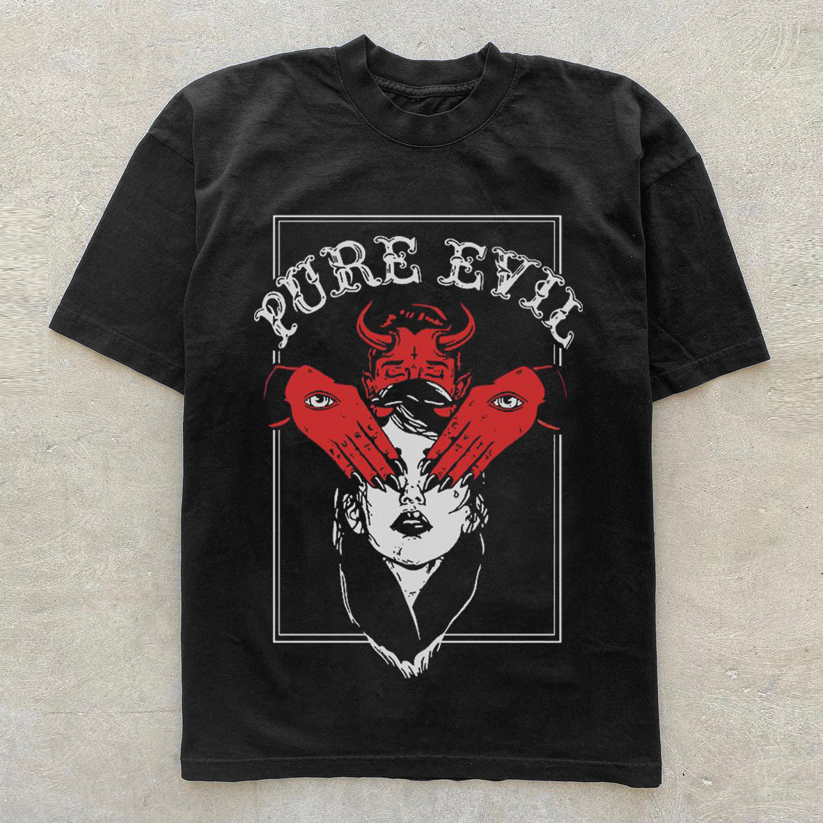 Alphabet Devil Print Black T-Shirt