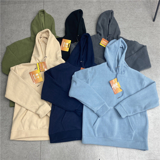 Polar Reversible Suede Hoodie Solid Bottoming Hoodie