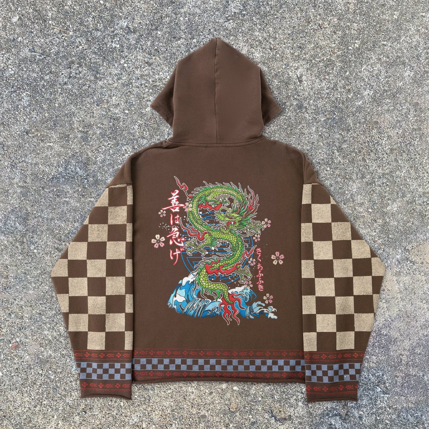 Tide brand loose edge retro checkerboard print hoodies