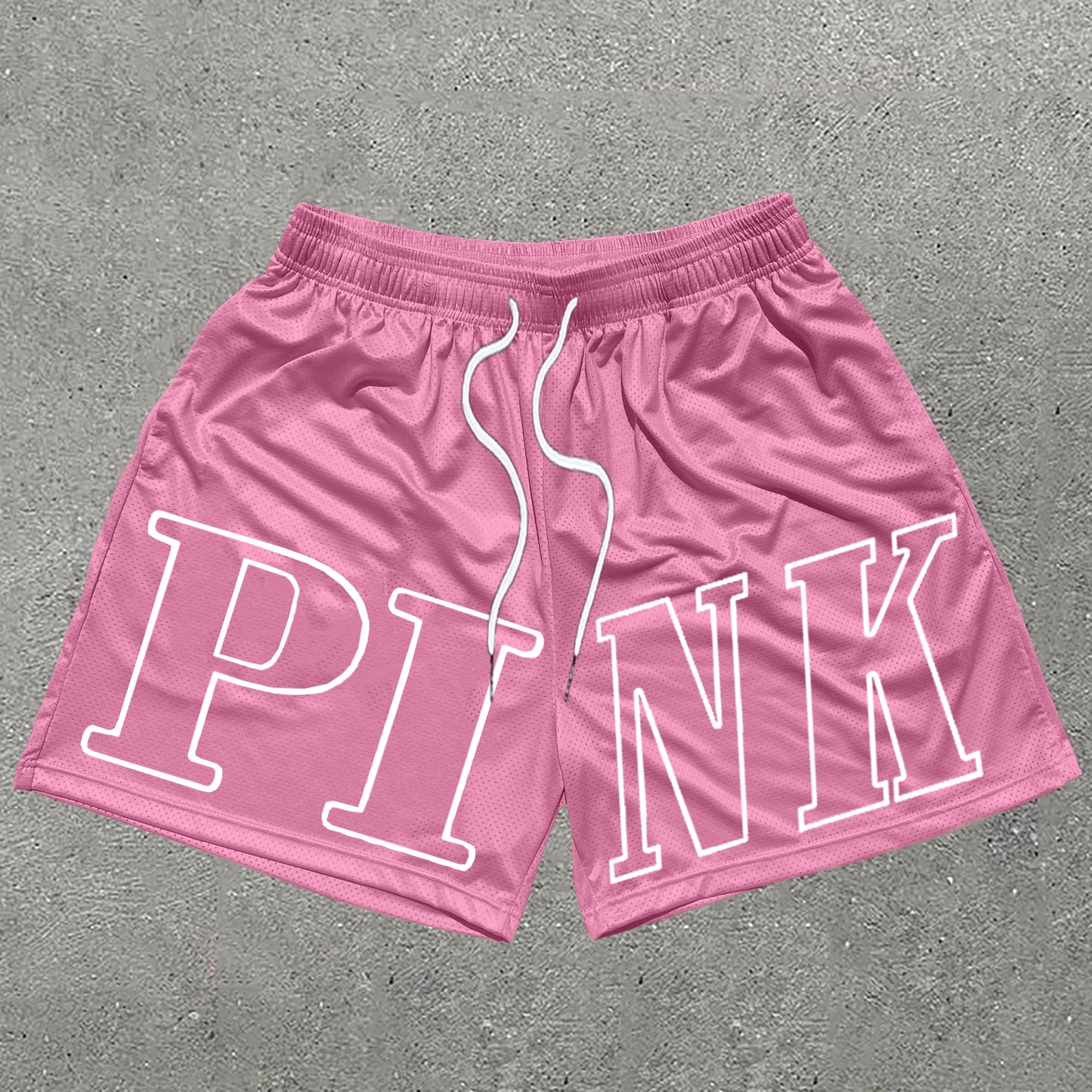 Pink Print Mesh Shorts