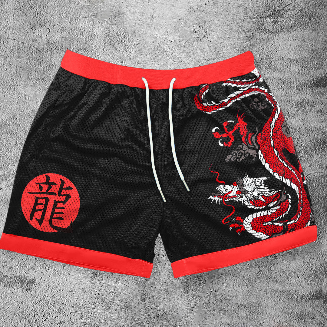 Hip Hop Personality Retro Dragon Print Shorts