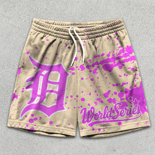 splatter graphic print basketball shorts