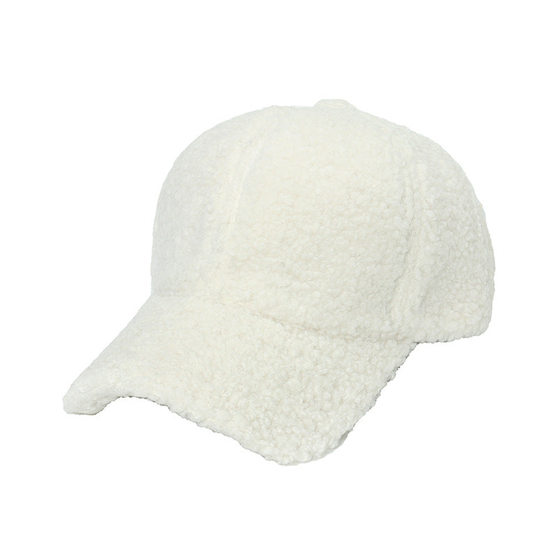 Thickened lamb wool baseball cap plush solid color peaked cap