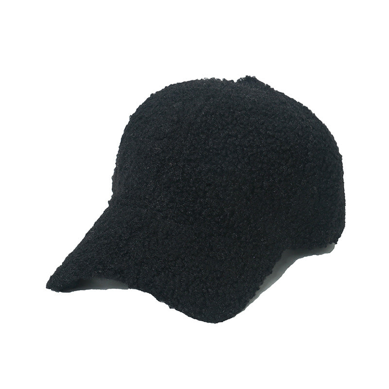 Thickened lamb wool baseball cap plush solid color peaked cap