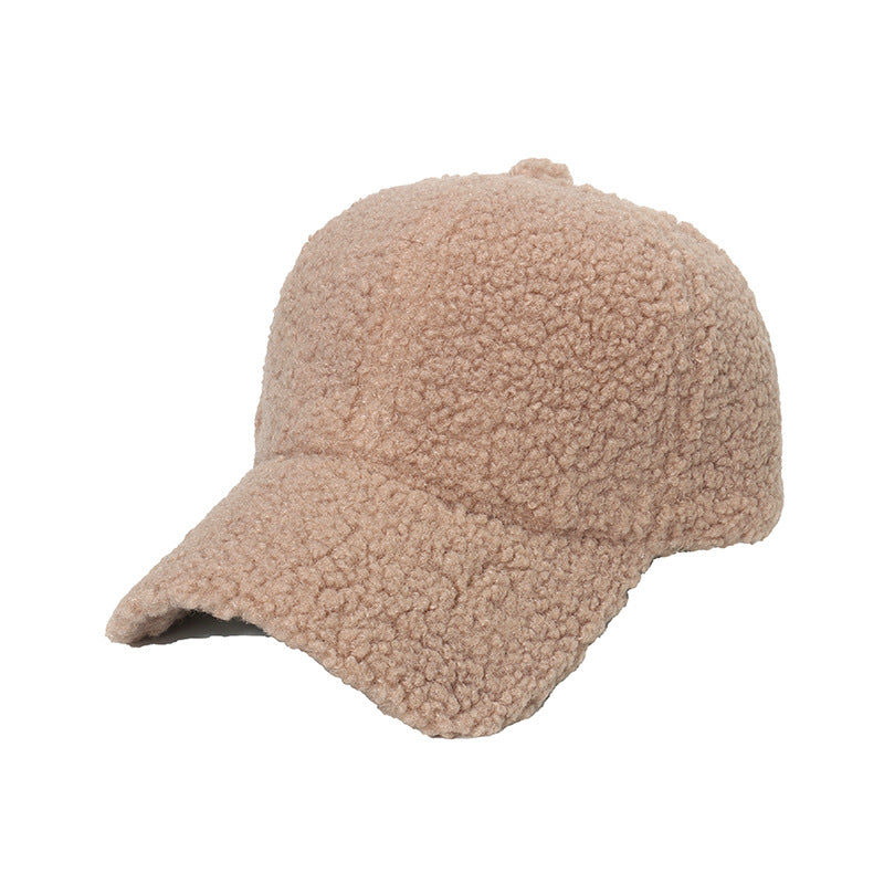 Thickened lamb wool baseball cap plush solid color peaked cap