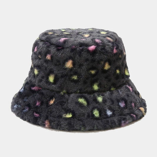 Casual Versatile Leopard Print Fleece Thickened Windproof Bucket Hats