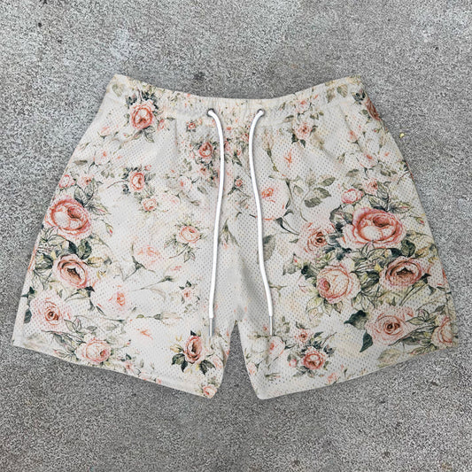 Relaxed Floral Preppy Track Shorts