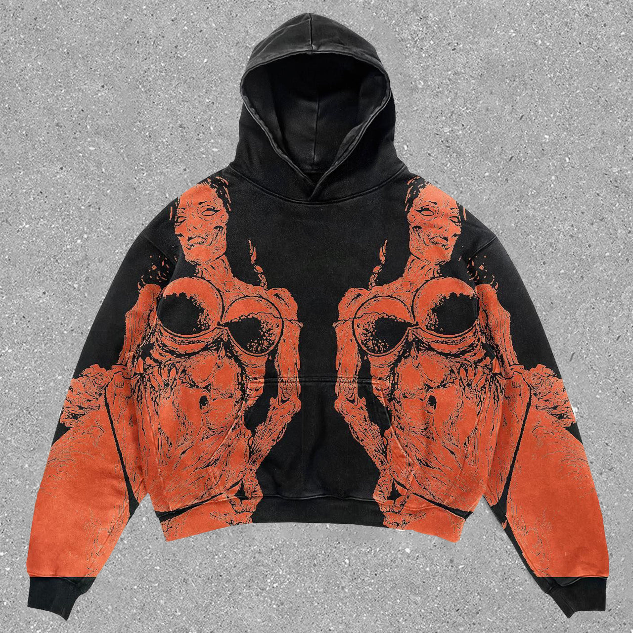 Hooded sweatshirt with statement fashion print