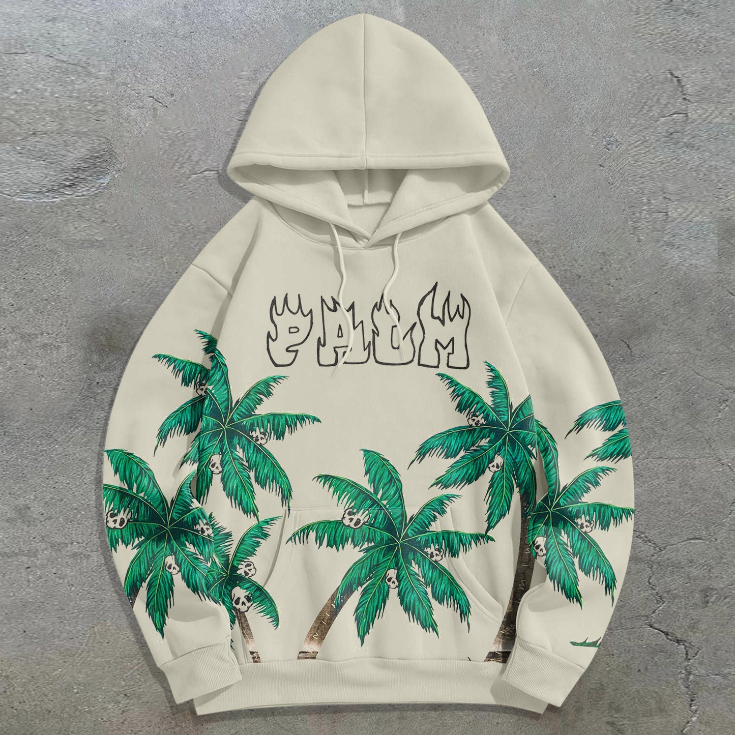 Trendy brand coconut tree print street hoodie