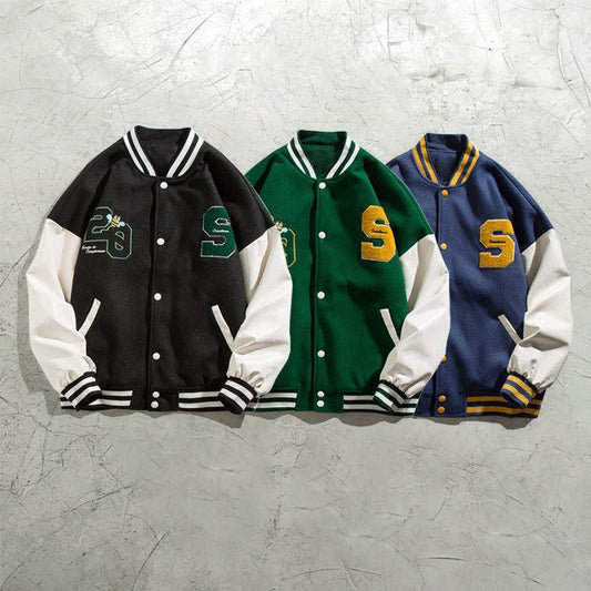 Embroidered couple sports jacket oversize casual jacket