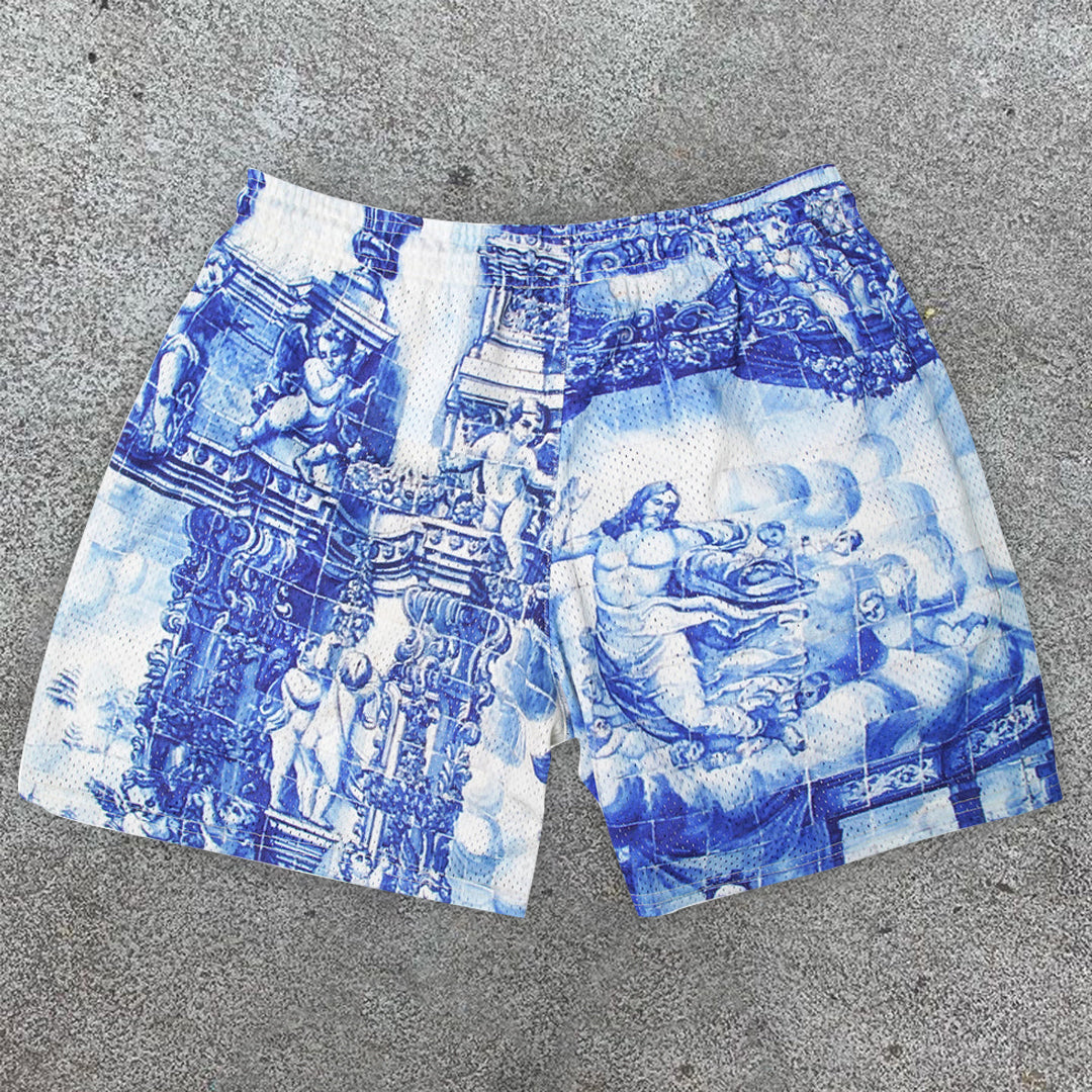 Casual Character Print Angel Vintage Shorts