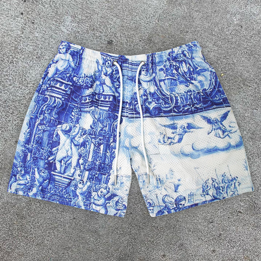 Casual Character Print Angel Vintage Shorts