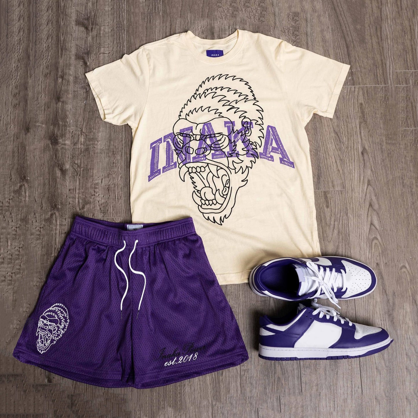 Casual Inaka Print T-Shirt Shorts Two-Piece Set