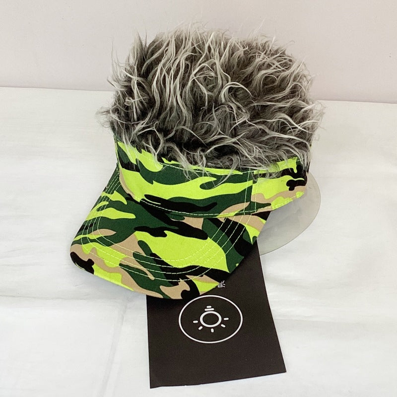 Wig baseball cap camouflage canvas street shade peaked sun hat