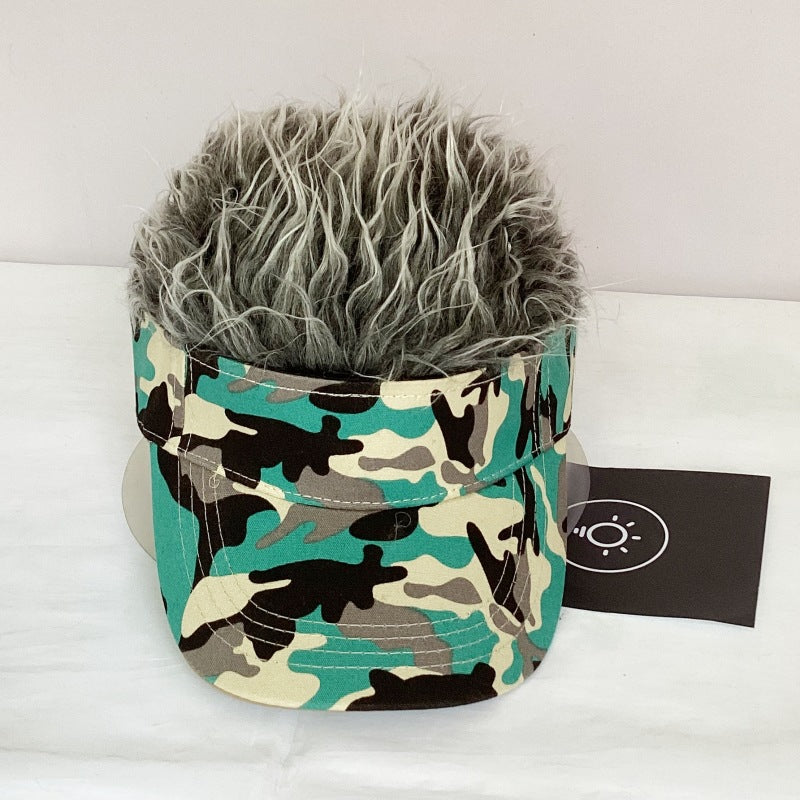 Wig baseball cap camouflage canvas street shade peaked sun hat