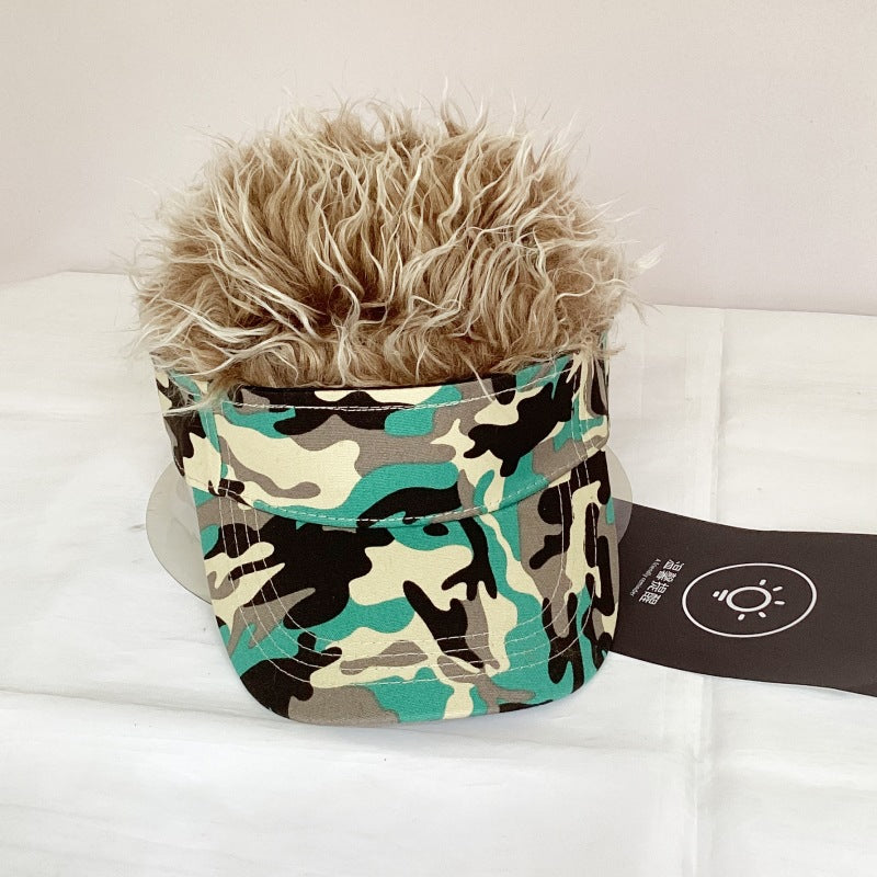 Wig baseball cap camouflage canvas street shade peaked sun hat