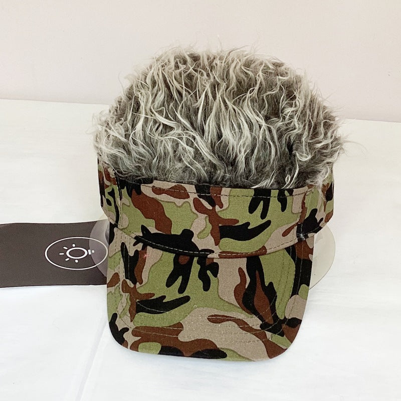 Wig baseball cap camouflage canvas street shade peaked sun hat