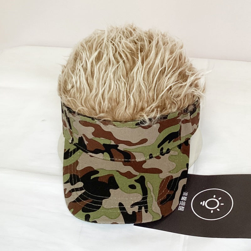 Wig baseball cap camouflage canvas street shade peaked sun hat