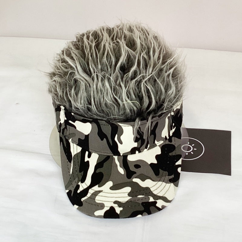 Wig baseball cap camouflage canvas street shade peaked sun hat