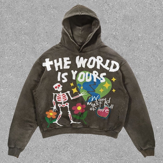 street style print statement skull hoodie