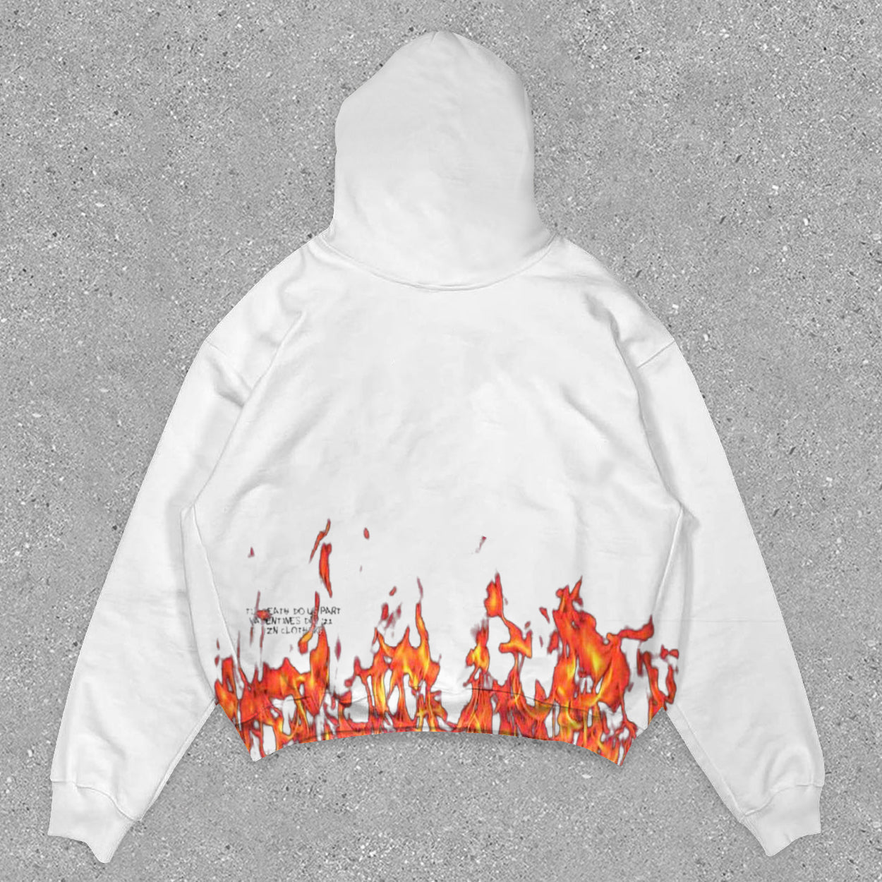 Flaming Skull Print Slouchy Hoodie