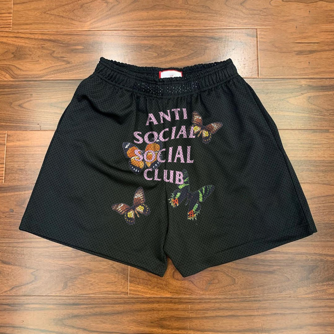 Retro butterfly text print casual shorts