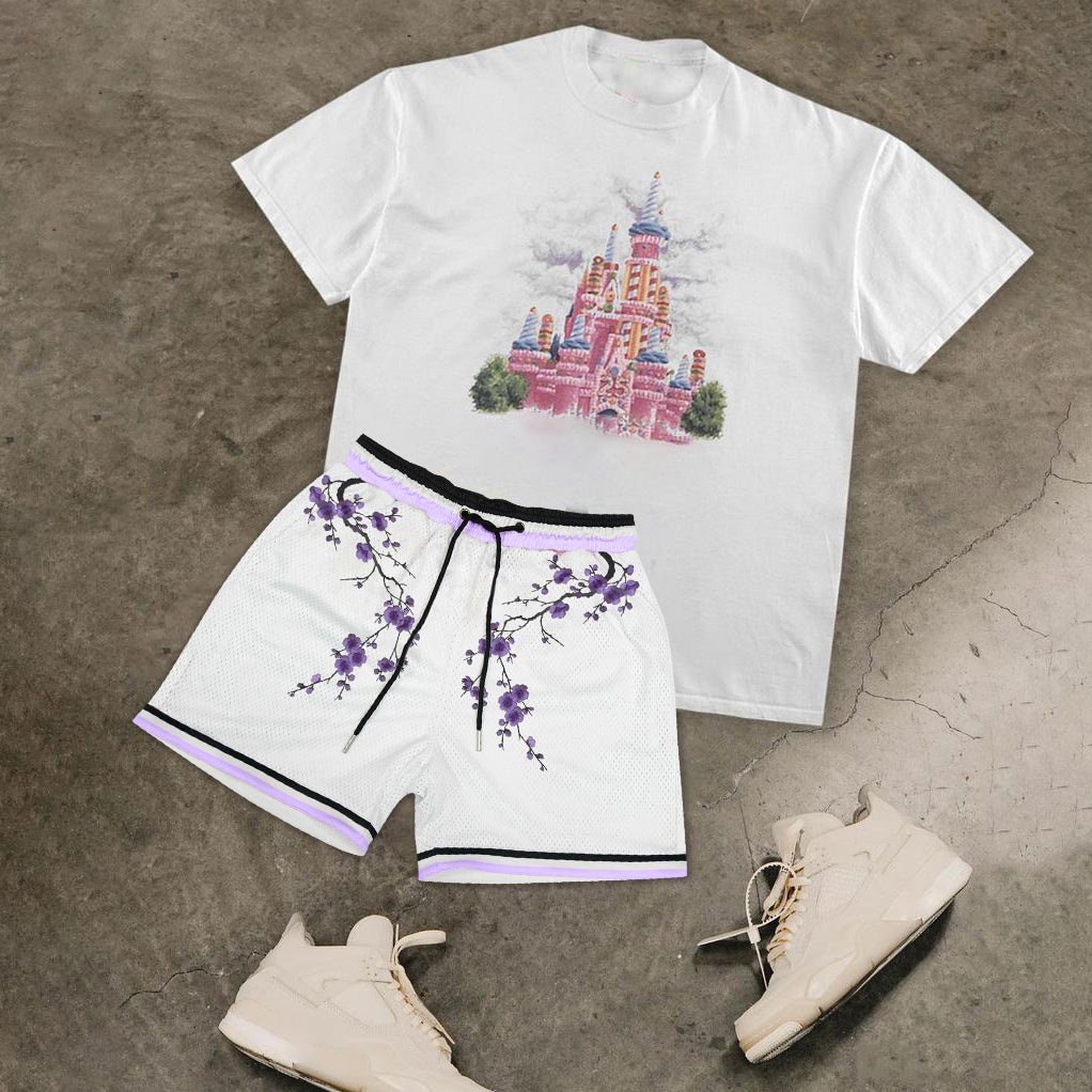 Casual Art Print Noble Luxury Short Sleeve Shorts Set