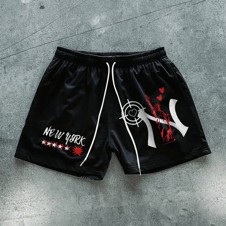 Statement-print streetwear track shorts