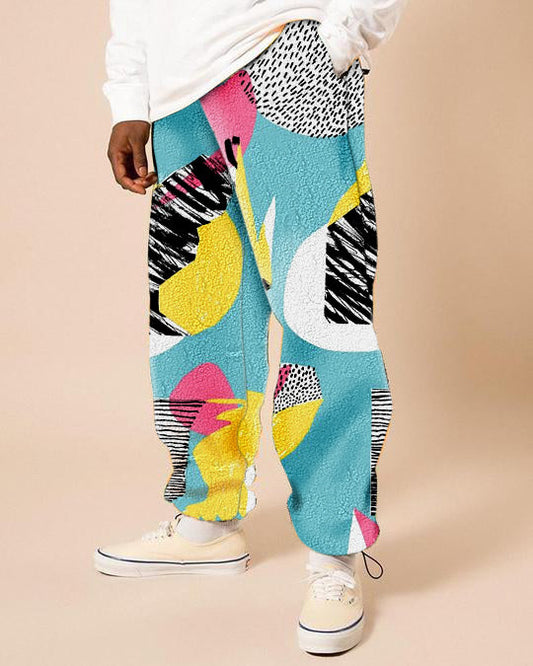 Polar fleece printed casual trousers