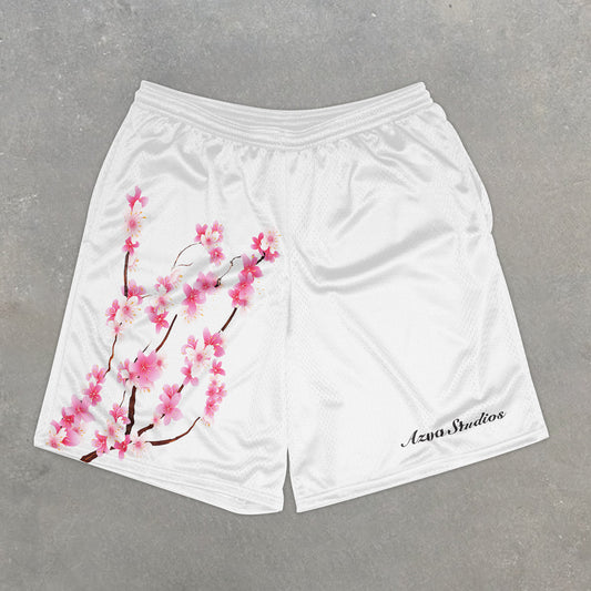 Casual Retro Cherry Blossom Stretch Shorts