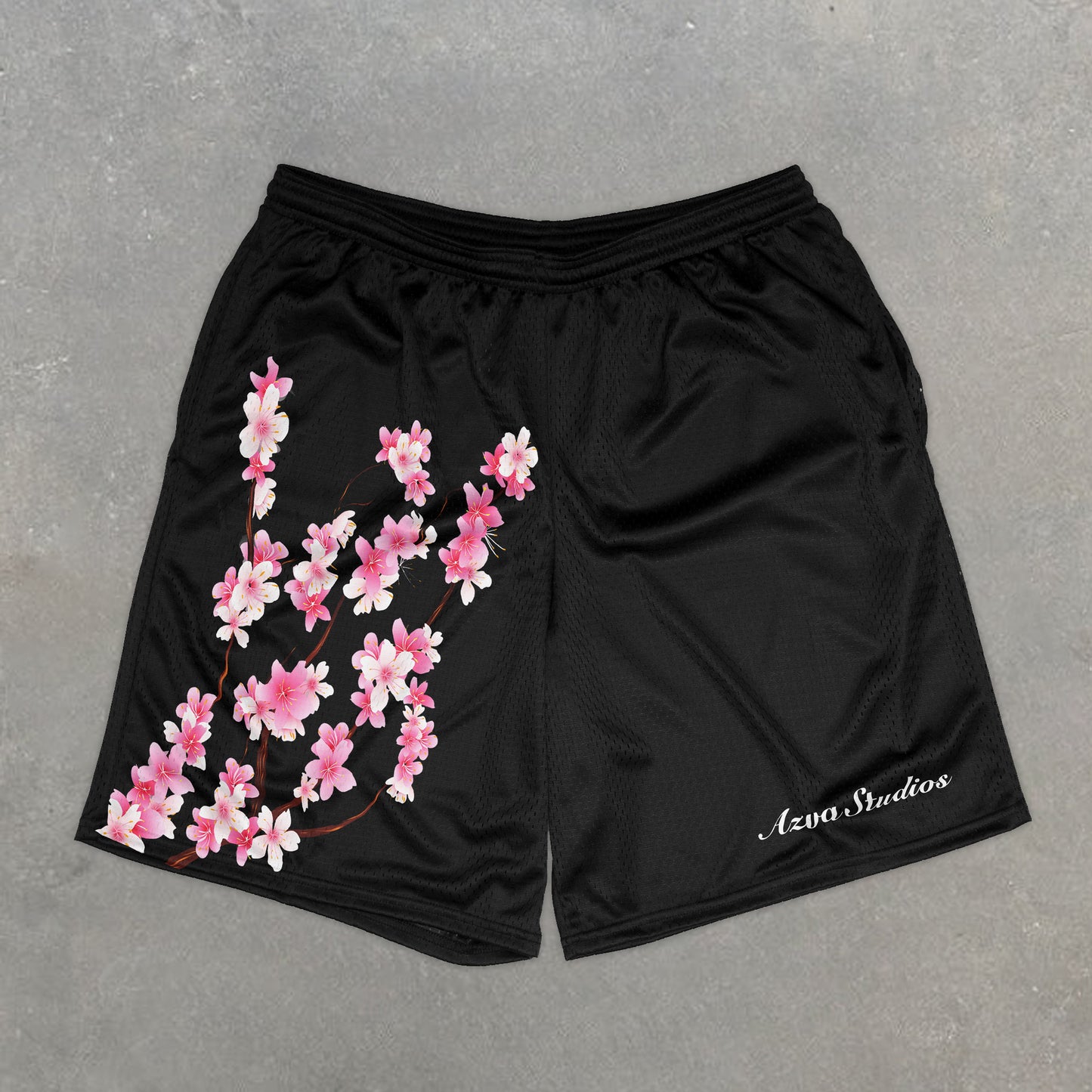 Casual Retro Cherry Blossom Stretch Shorts