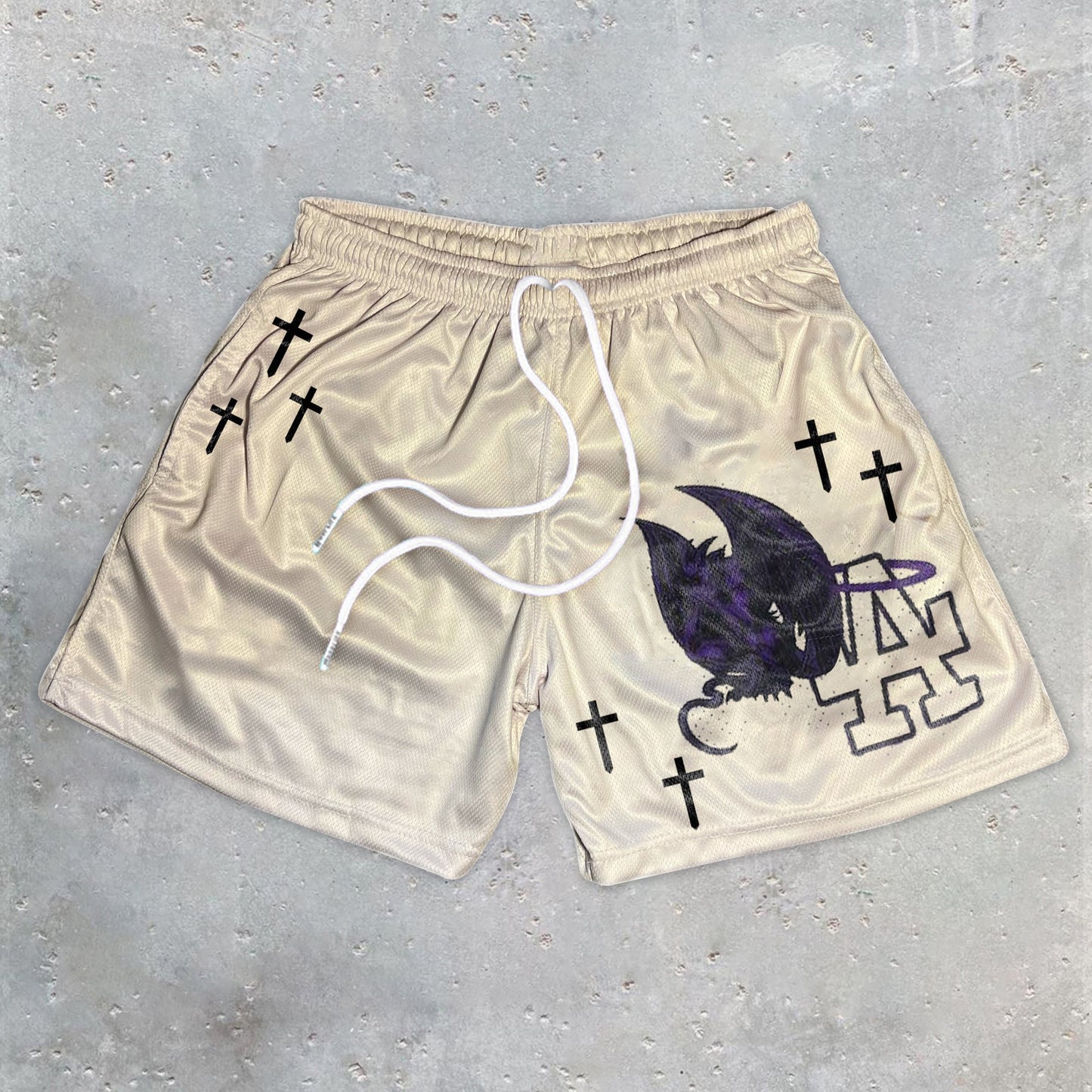 Statement street demon print track shorts