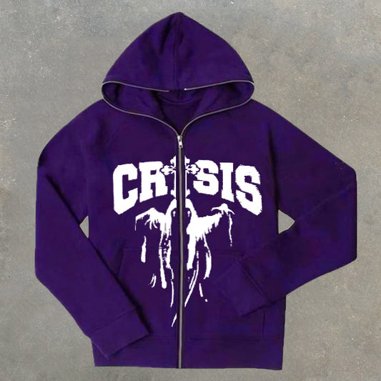 Crisis Print Cardigan Hoodie