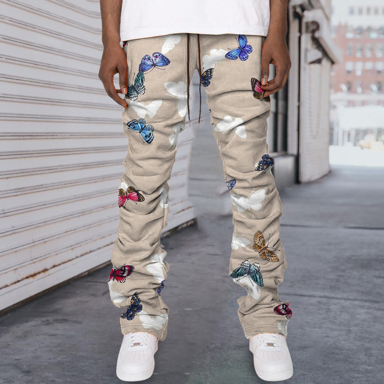 Butterfly Pattern Retro Street Straight Pants