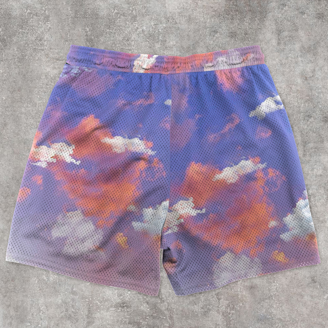 Tie-Dye Angel Trendy Mesh Shorts