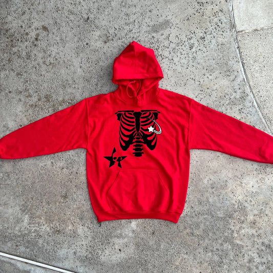 Casual Ribs And Pentagram Print Long Sleeve Hoodie