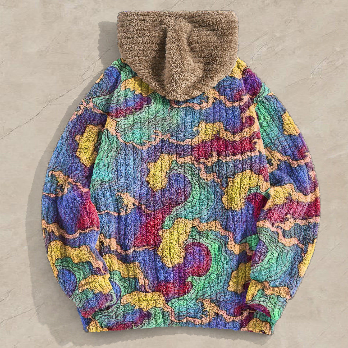 Warm Plush Print Vintage Street Hoodies