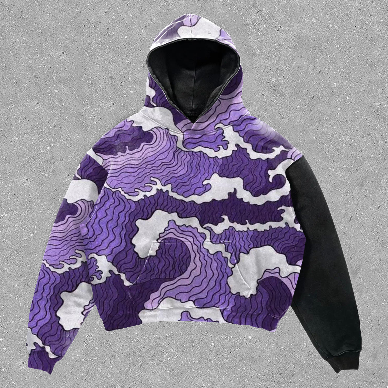 statement street surf print hoodie