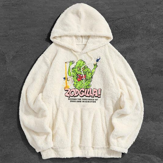 Cartoon Print Fashion Street Plush Hoodie