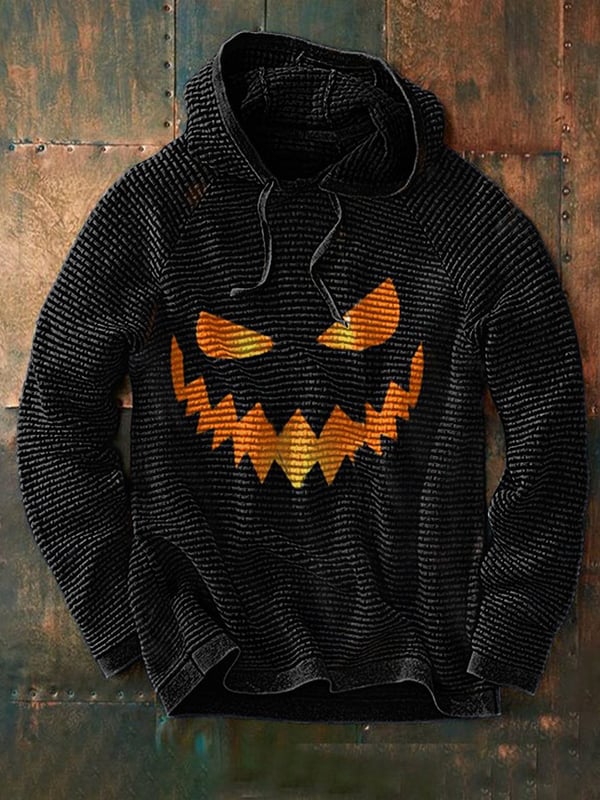 Halloween Horror Smiley Print Long Sleeve Hoodie