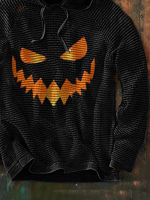 Halloween Horror Smiley Print Long Sleeve Hoodie