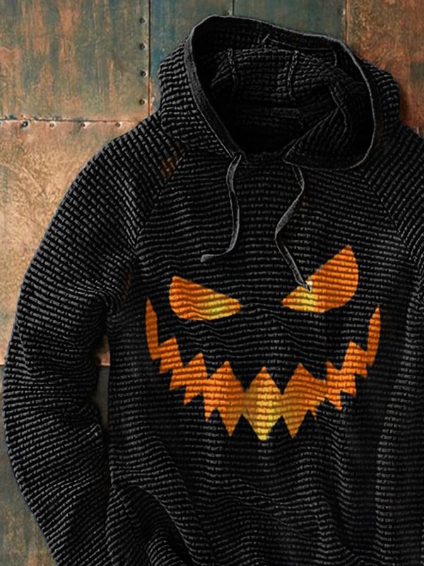 Halloween Horror Smiley Print Long Sleeve Hoodie