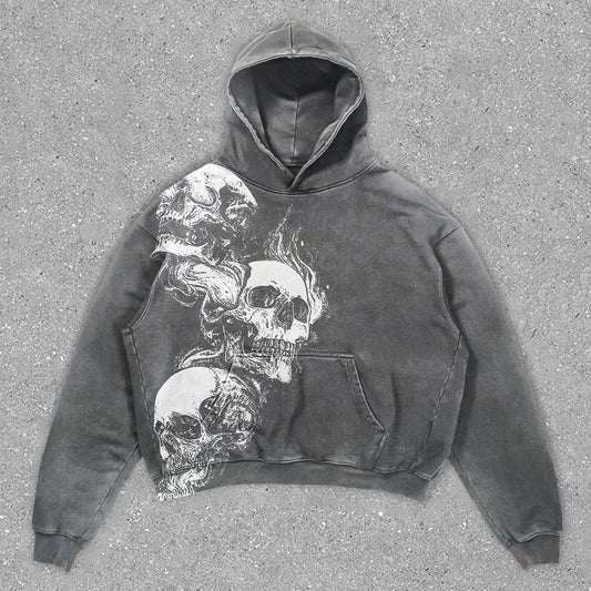 skull print vintage hoodie