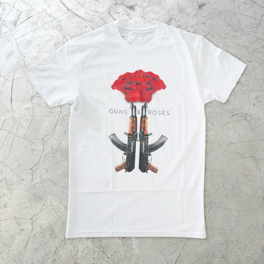 Personalized rose and gun print T-shirt men