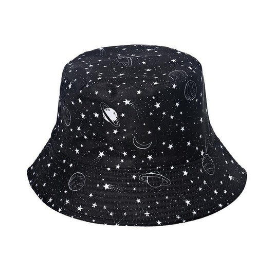 Starry sky, moon and five-pointed print sun-shield fisherman hat