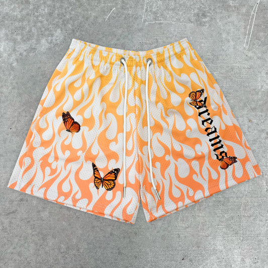 Flaming Butterfly Print Trendy Shorts