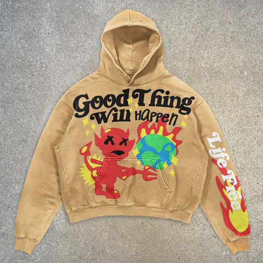 fashion statement retro print hoodie